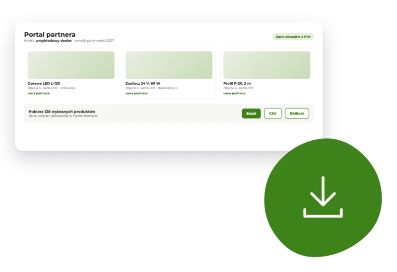 Portal partnera: produkty z cenami partnera i pobieranie danych w Excel, CSV lub BMEcat