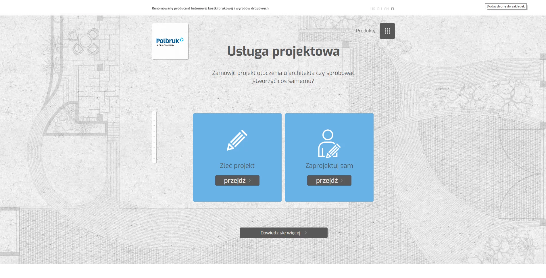 Polbruk screen strony Usługa Projektowa