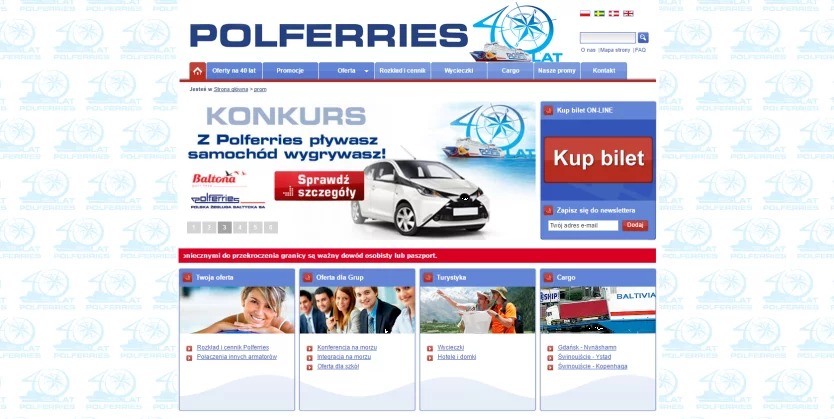 Zrzut ekranu ze starej strony firmy Polferries