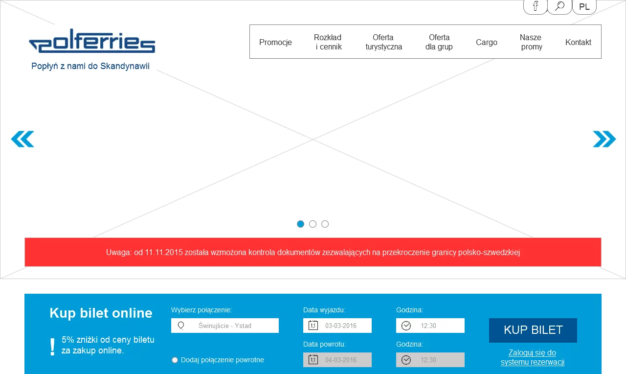 Grafika z makietą nowej strony firmy Polferries